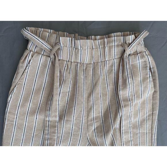 Forever 21 Women’s Tan/Brown Pinstripe Drawstring Wide-leg pants- S - Picture 3 of 7